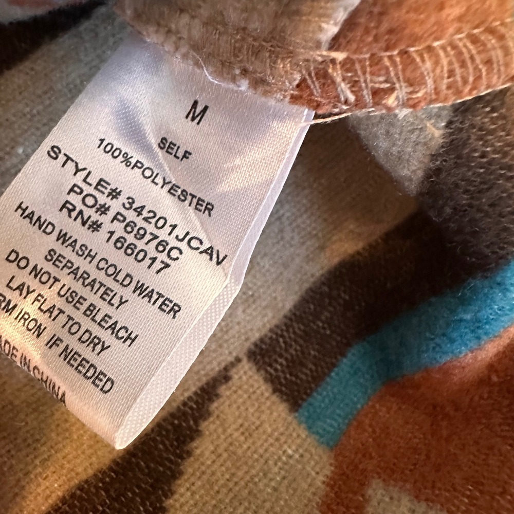 Blue B Collection Aztec Print Shacket Tan Brown Rust Turquoise Medium pockets - Picture 5 of 7